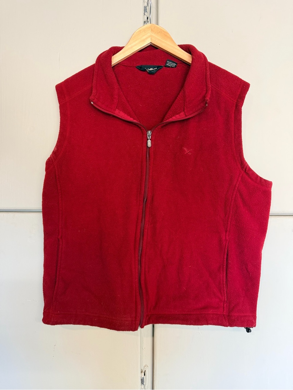 Eddie Bauer Men’s Fleece Vest Large Red Burgundy Full Zip